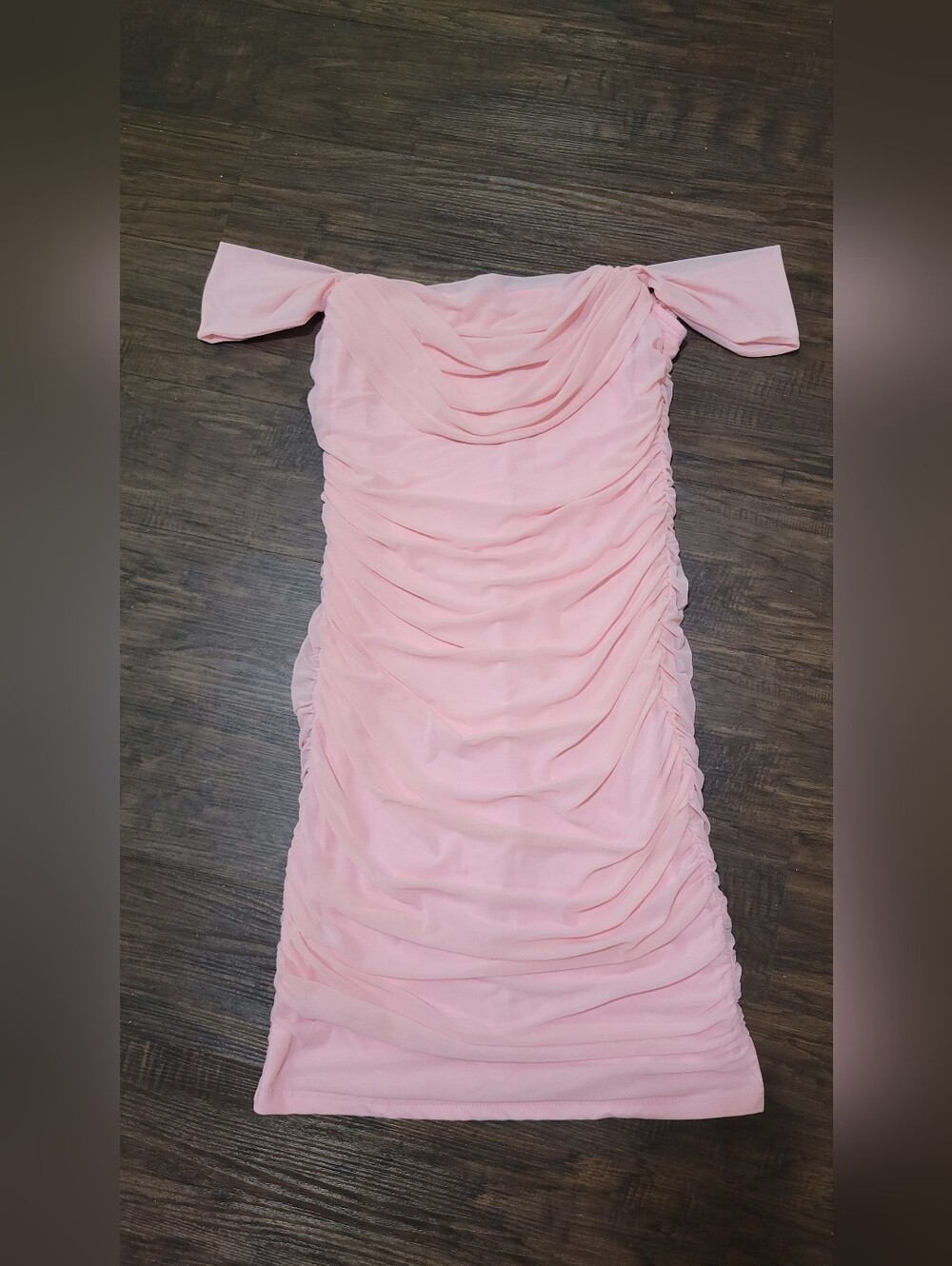 Off-Shoulder Ruched Pink Women’s Dress
